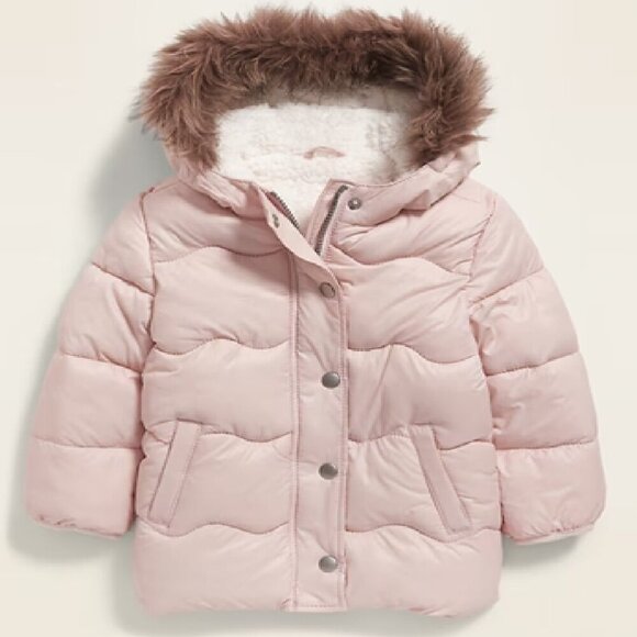 ***NWT*** Old Navy Faux-Fur-Trim Hooded Frost-Free Puffer Jacket for Toddler 2T - Picture 1 of 8